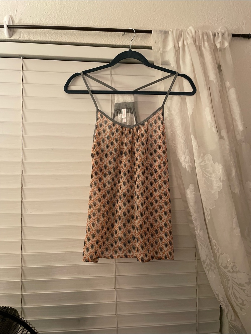 Xhilaration Peach Printed Camisole with Gray Trim